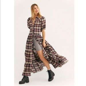 Free People Little Bit of Plaid maxi dress xs